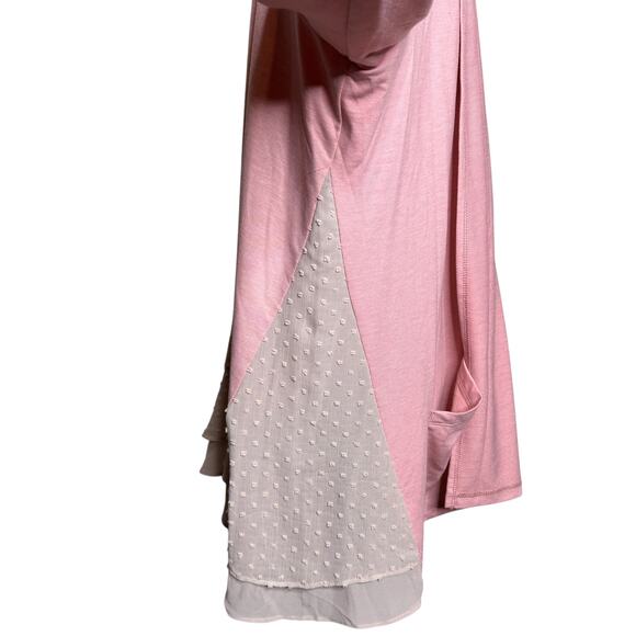 LOGO Lori Goldstein sz XL Pink/Beige Layered Open Cardigan Top Lace Trim A275718 - Picture 4 of 9